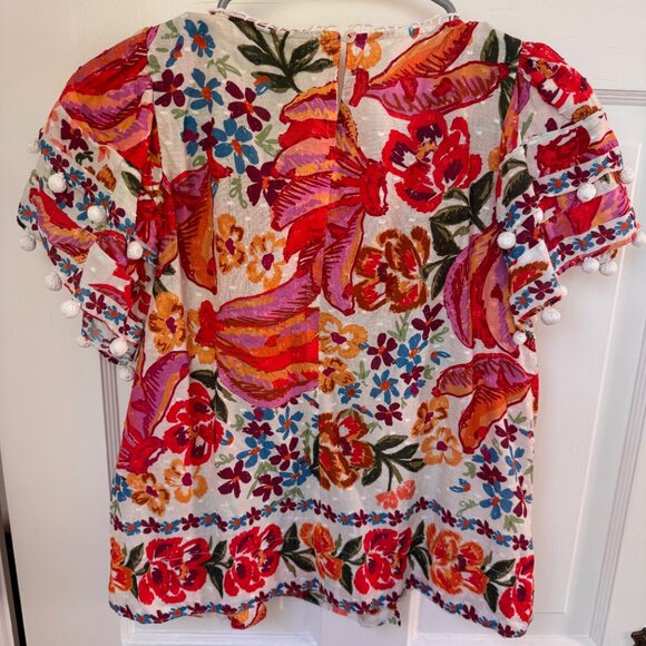 Farm Rio XS Spring Bananas Pintuck Blouse Colorful - Picture 2 of 10